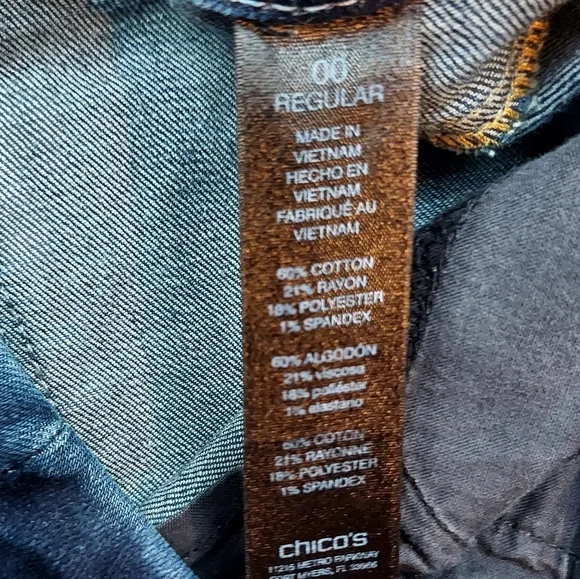 Chico's So Slimming Girlfriend Slim Leg Mid Rise Dark Blue Jeans Size 00R (2) - Picture 11 of 13